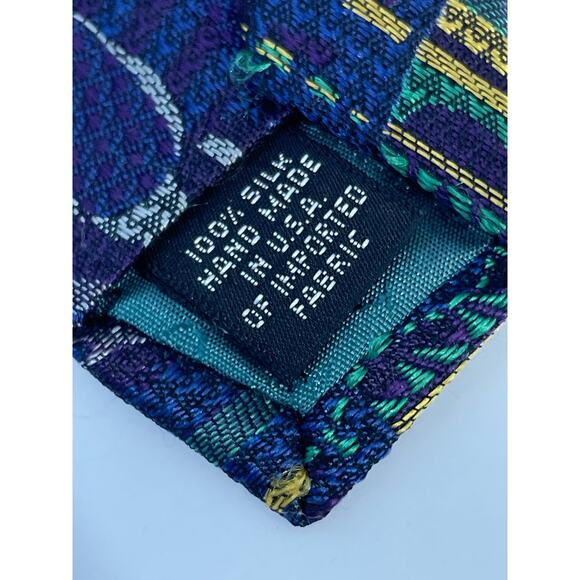 Vintage Coogi Australia Silk Necktie Extra Long 65" Purple Abstract Retro READ - Picture 4 of 6